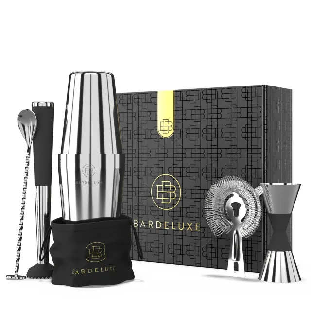 BarDeluxe Boston Shaker Set 5 Pezzi Argento 750 ml Acciaio