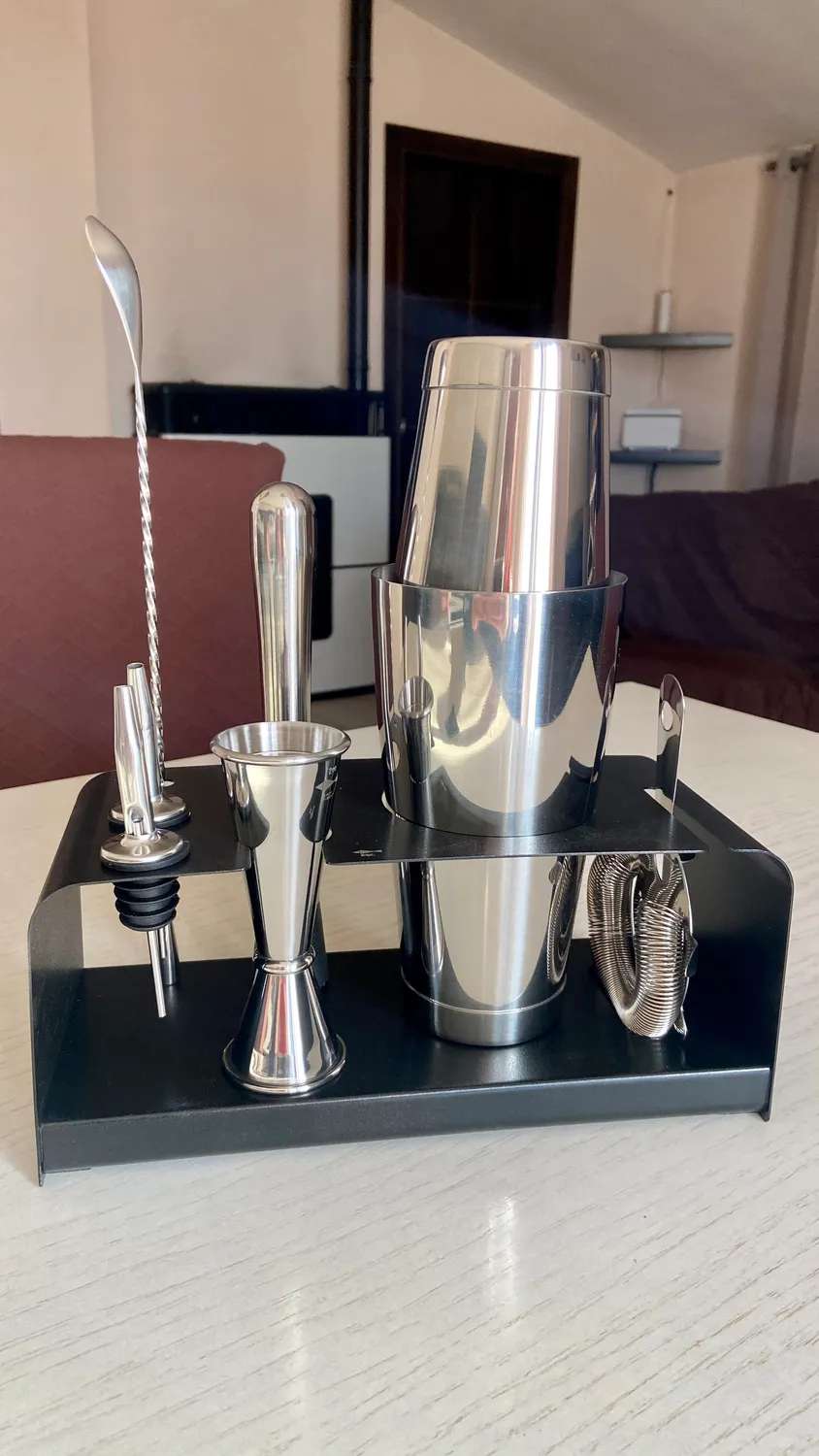 Sky Fish Boston Shaker Set Cocktail 8 Pezzi Nero Acciaio Inox