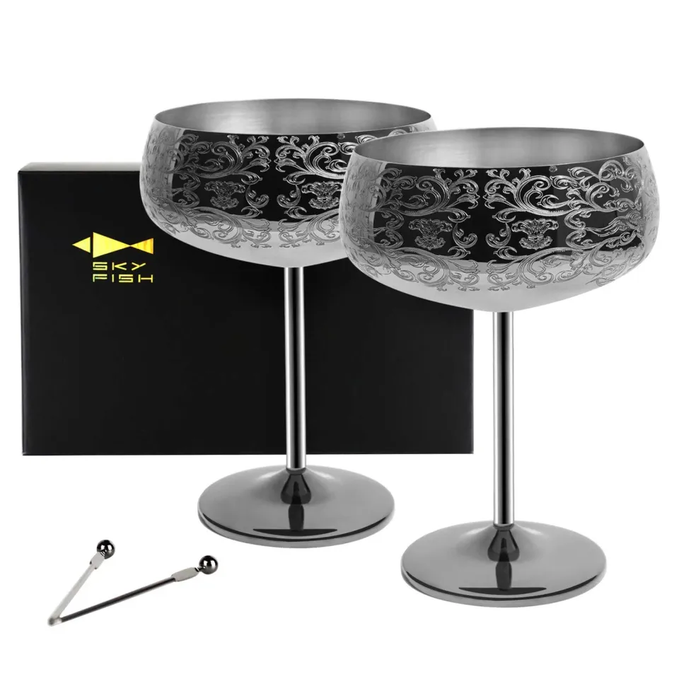 Sky Fish Bicchieri Martini Acciaio Nero 2 Pezzi