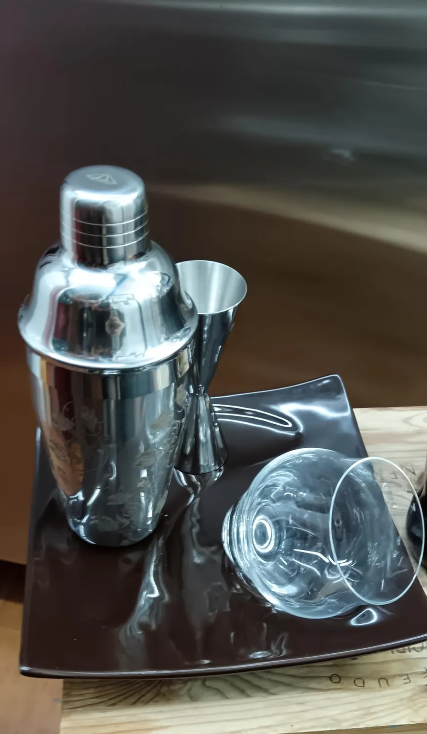 APOLLINER shaker cocktail cobbler 4 pezzi floreale acciaio inox