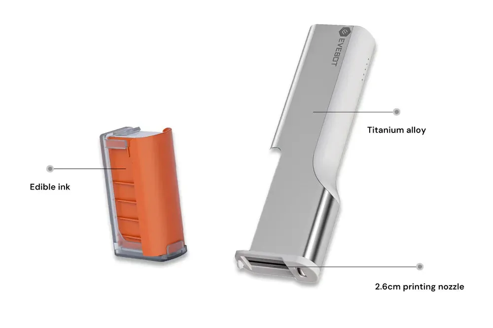 EVEBOT PrintPen stampante alimentare inchiostro nero + righello bluetooth