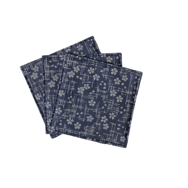 Cocktail Ceremony sottobicchiere stoffa blu fiori 9x9 cm
