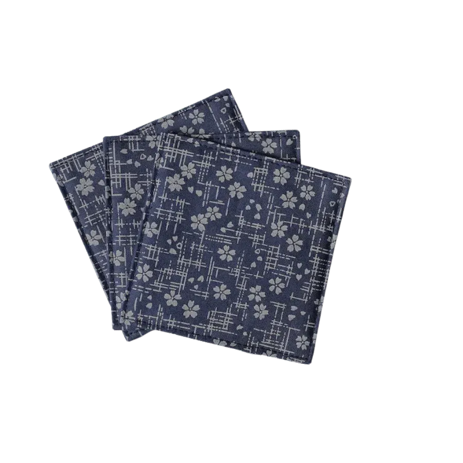 Cocktail Ceremony sottobicchiere stoffa blu fiori 9x9 cm