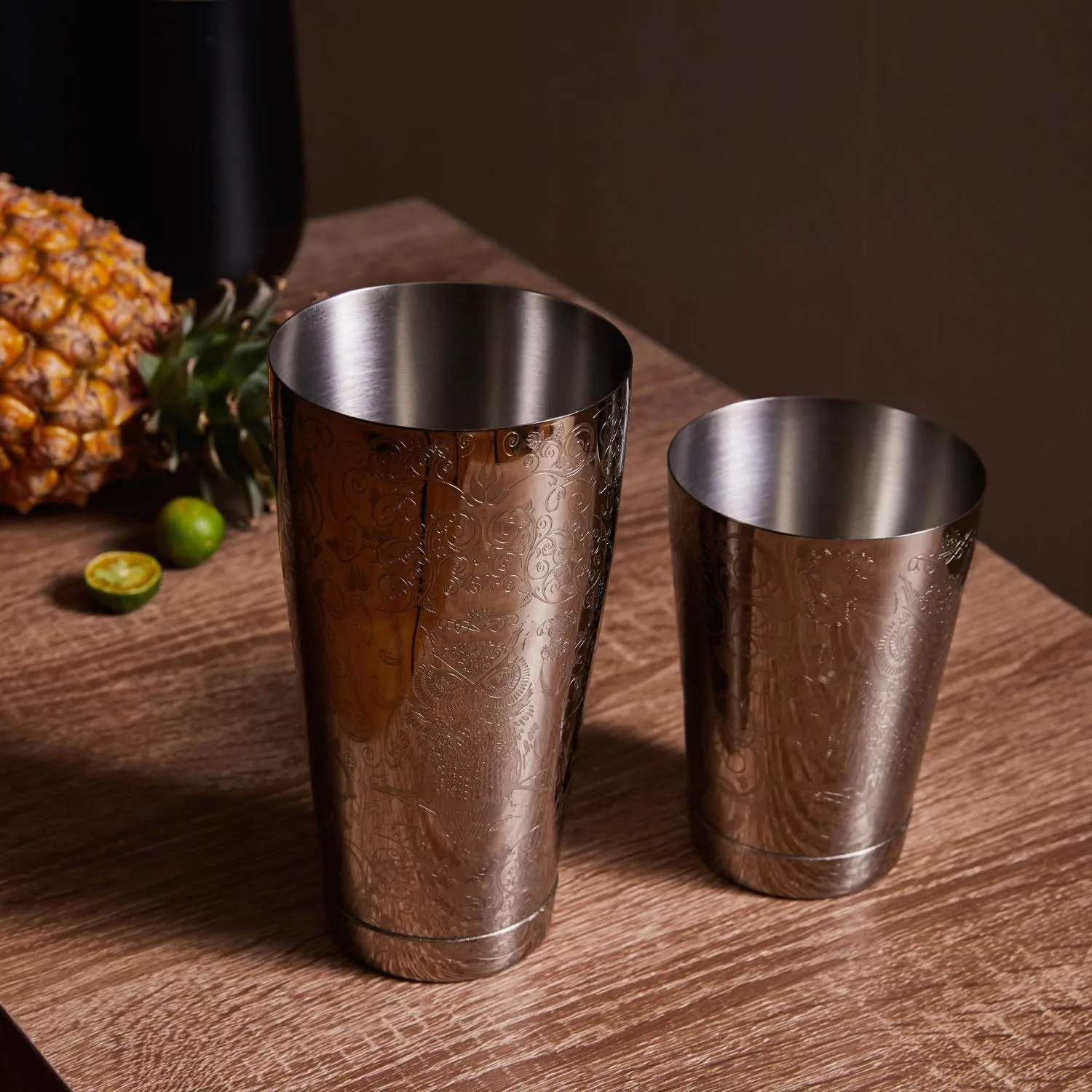 Sky Fish Boston Shaker Set Cocktail 7 Pezzi Nero Inciso Inox
