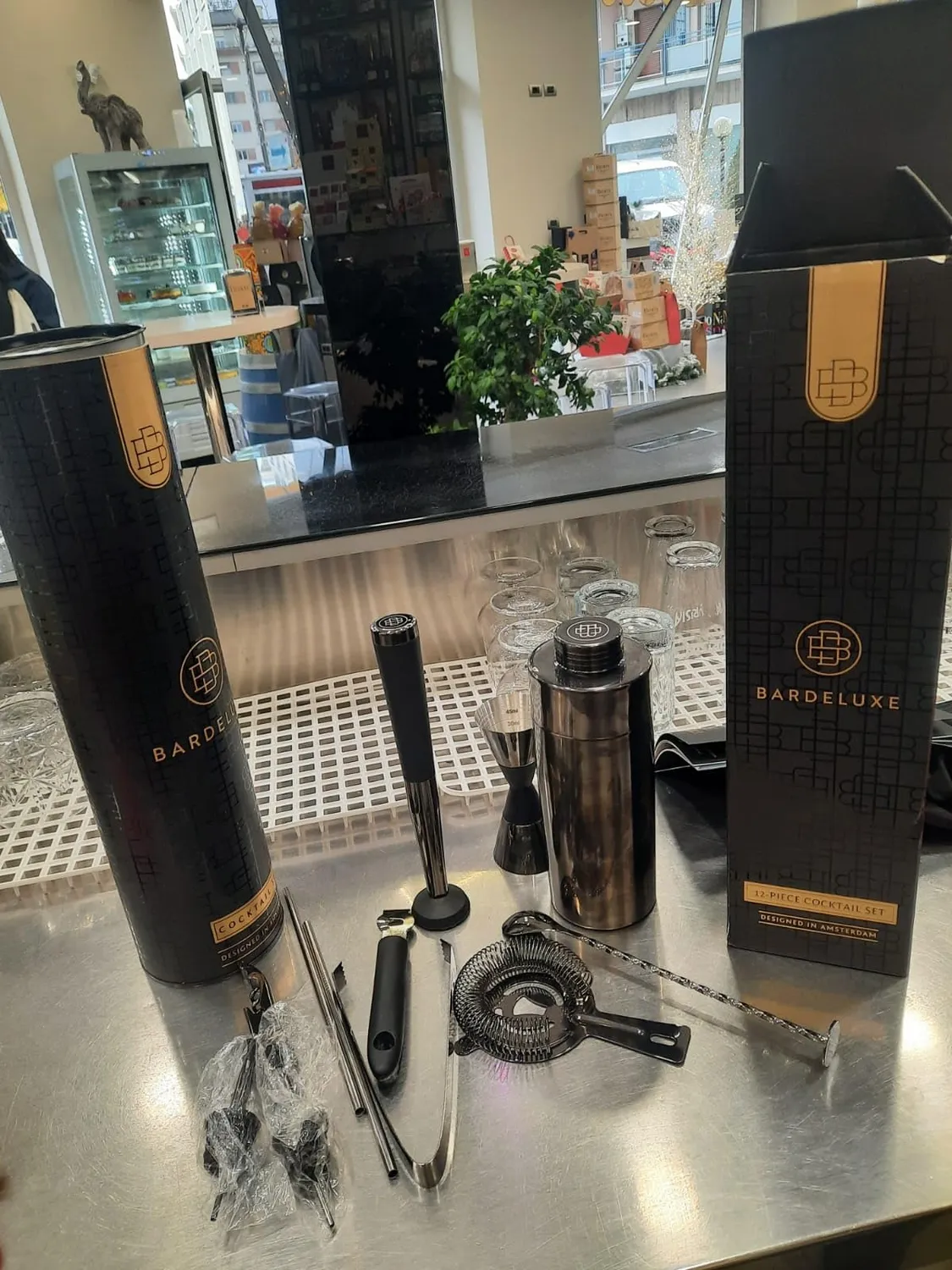 BarDeluxe kit barman 12 pezzi set cocktail nero 750 ml