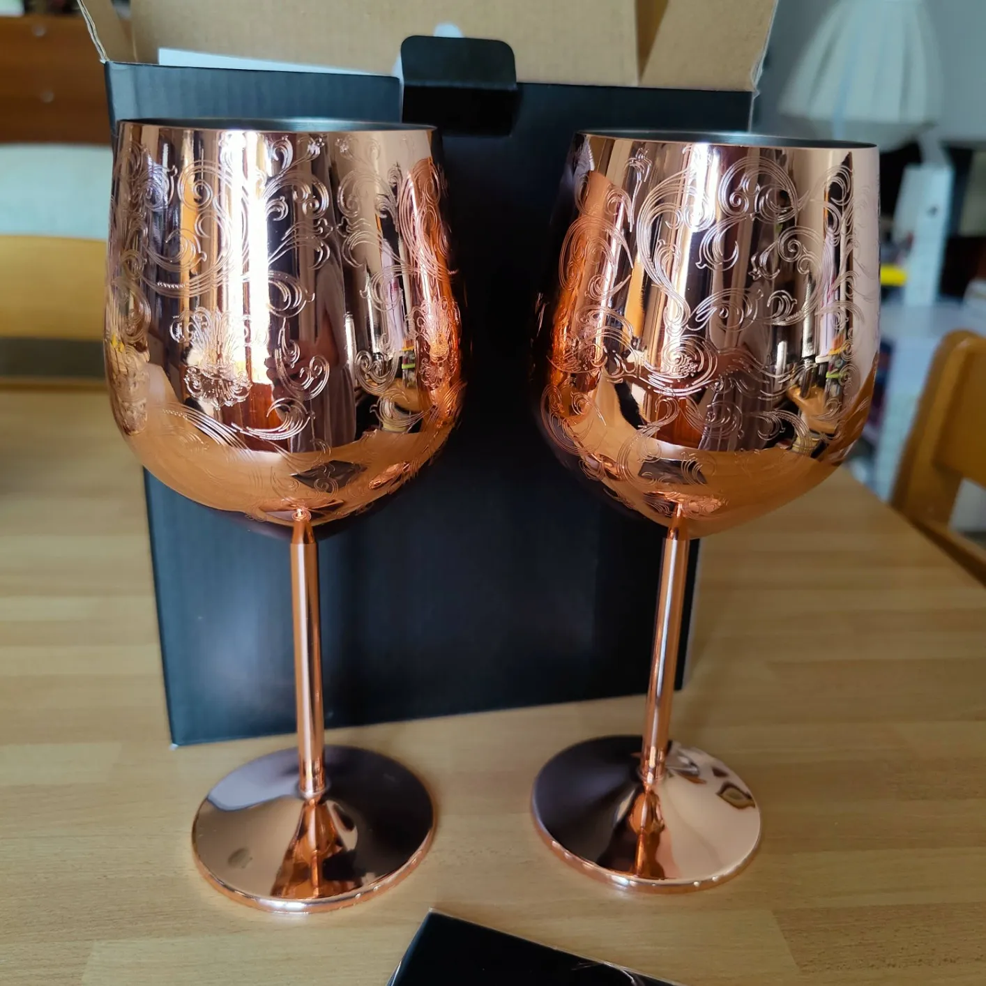Sky Fish Calici Vino Acciaio Rame 2 Pezzi 480 ml Barocchi