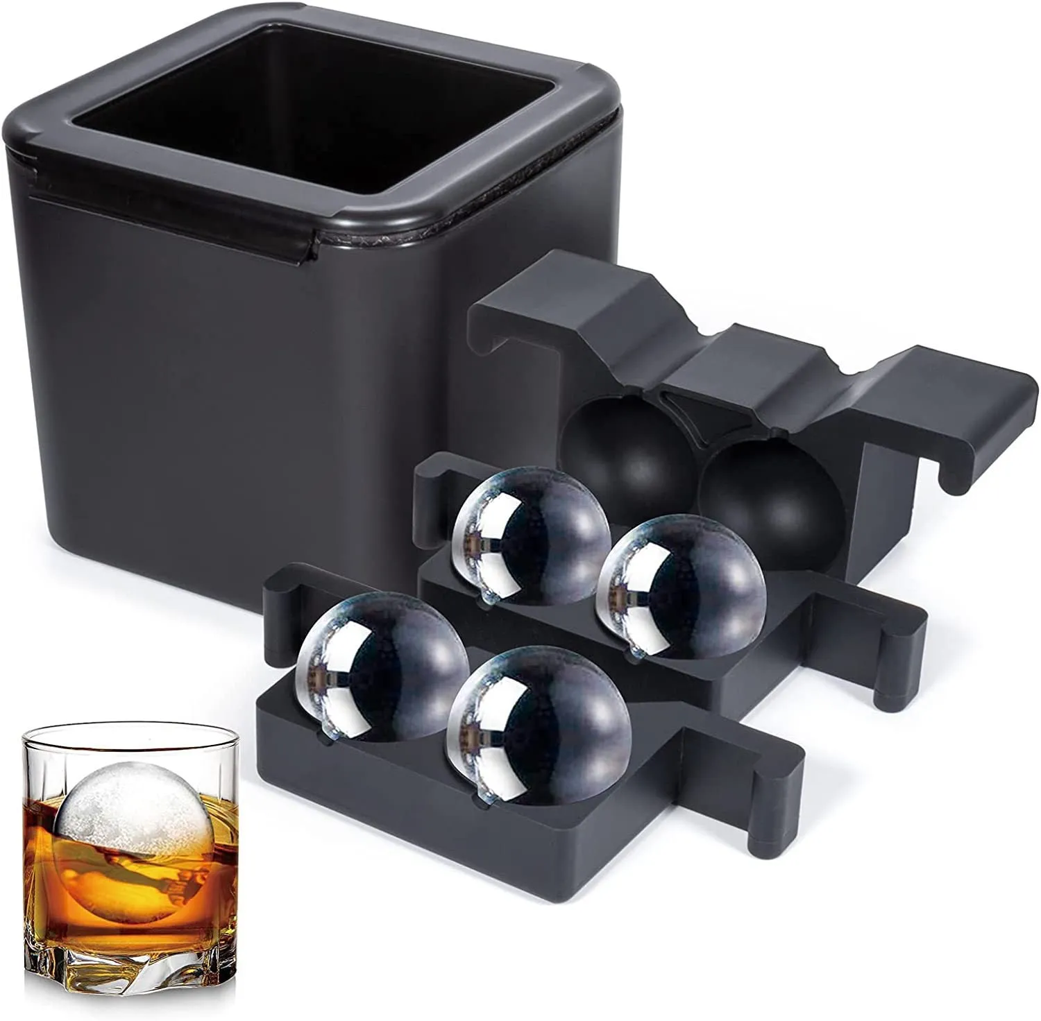 Cocktail Ceremony 4-hole Ice Mold stampo sfere silicone 4 posti