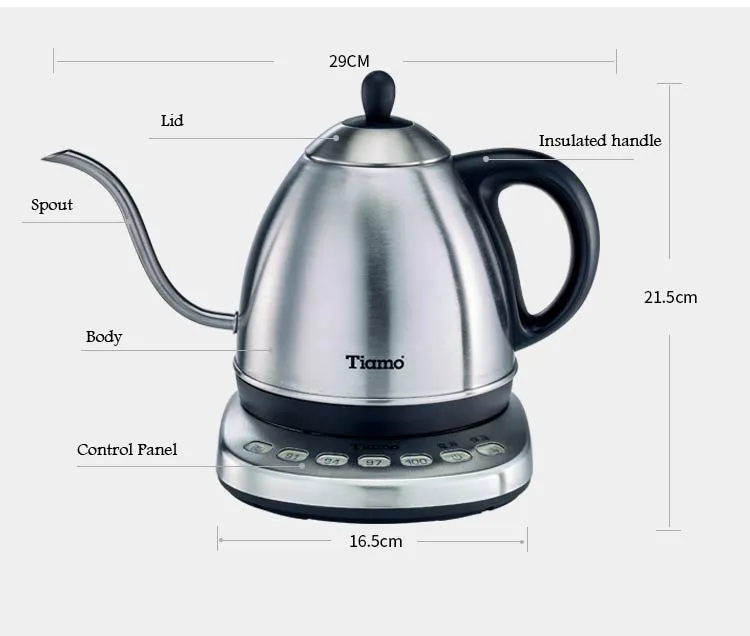 Showbar Tiamo Kettle Electric Coffee Pot bollitore 1,0L collo cigno