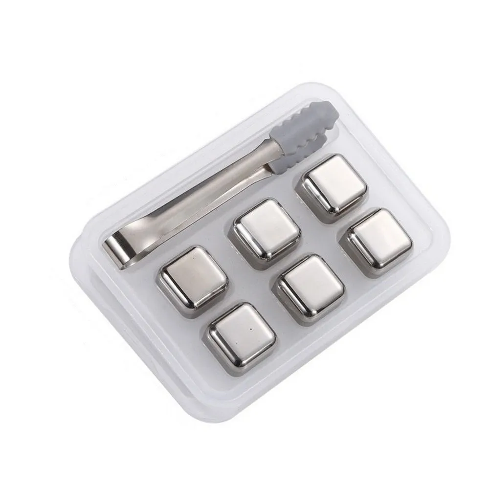 Cocktail Ceremony Metal Ice Cubes cubetti acciaio 4 pezzi riutilizzabili