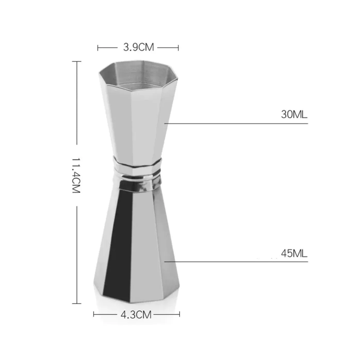 Cocktail Ceremony Octagonal jigger 30/45ml acciaio