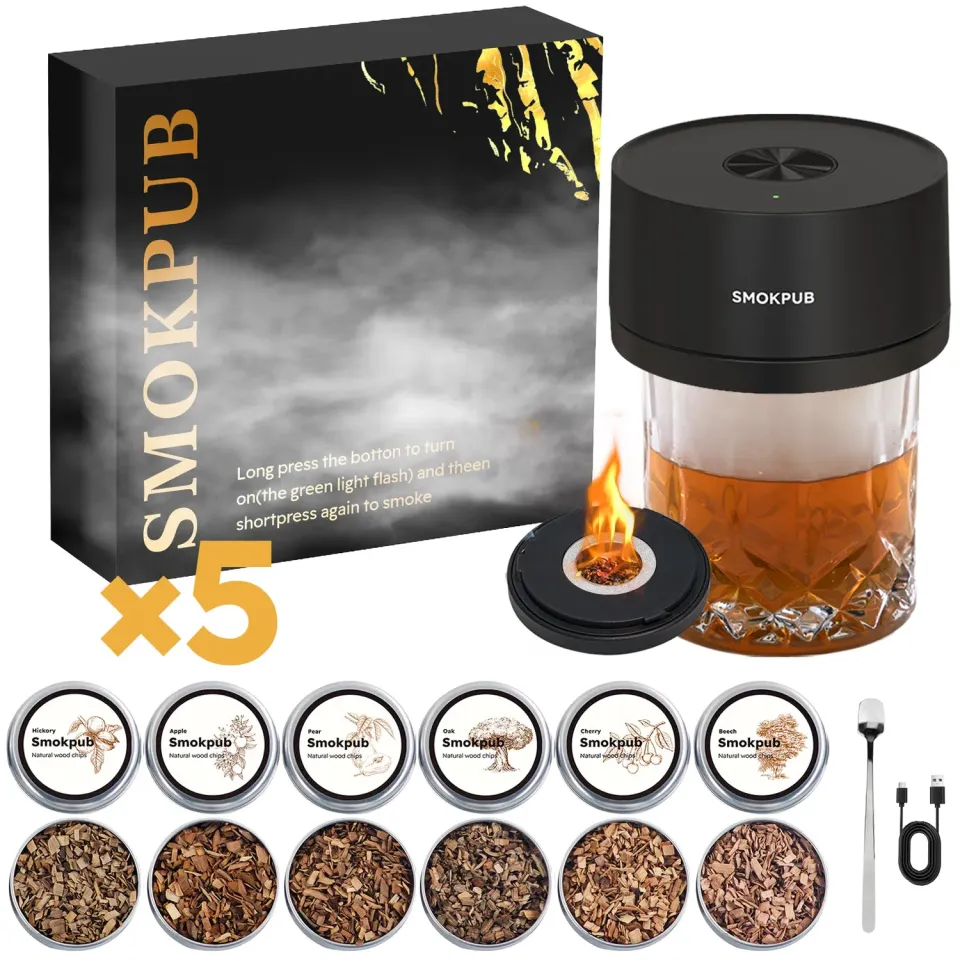 Smokepub 5-Piece Kit Affumicatore Cocktail Elettrico 5 Pezzi