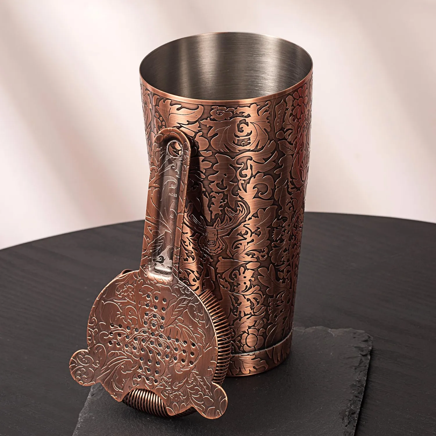 Sky Fish Boston Shaker Set Cocktail 18 Pezzi Oro Rosa Rilievo 3D