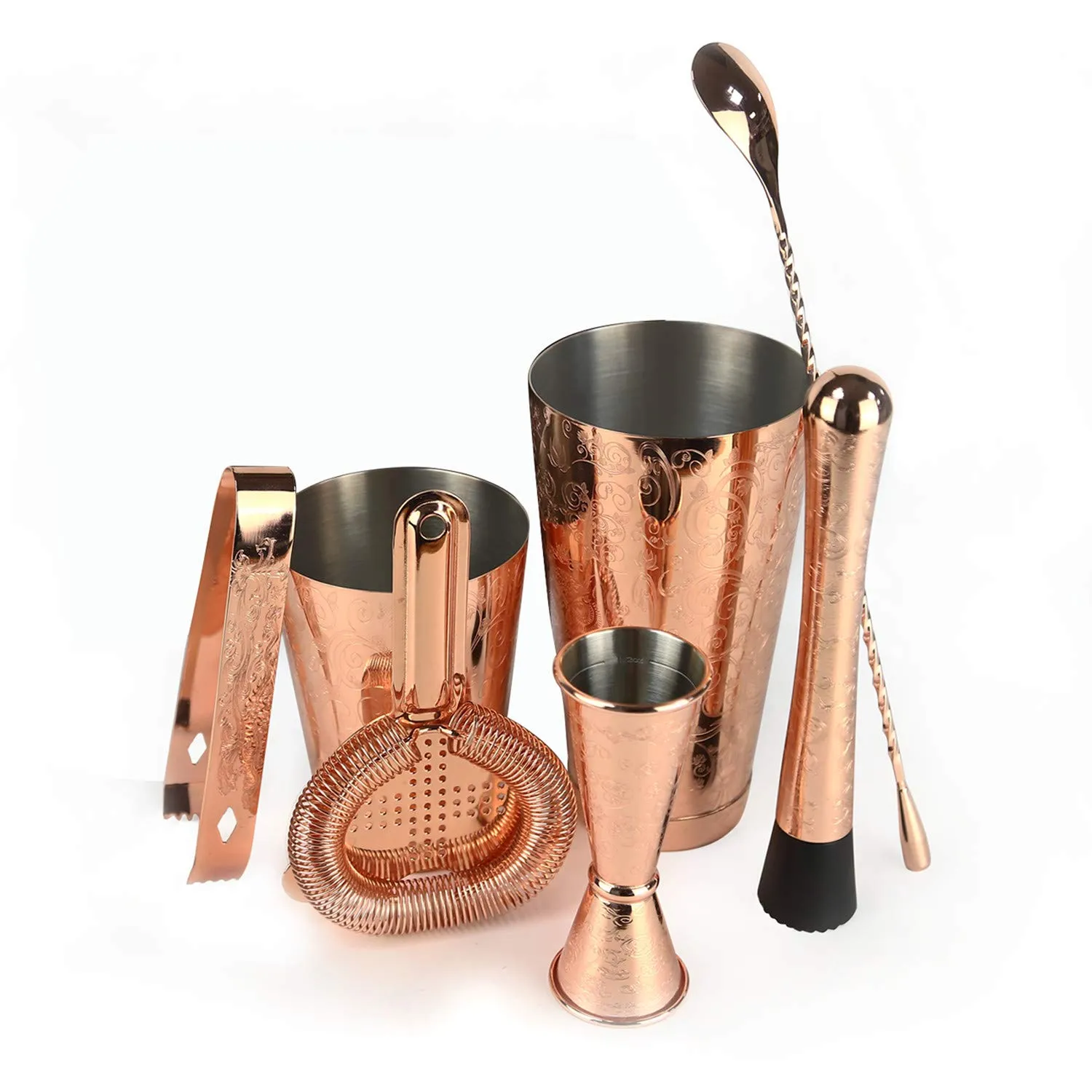 Sky Fish Boston Shaker Set Cocktail 6 Pezzi Rame Antico Inox