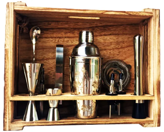 Apolliner Kit Barman 16 Pezzi Legno Shaker 550 ml