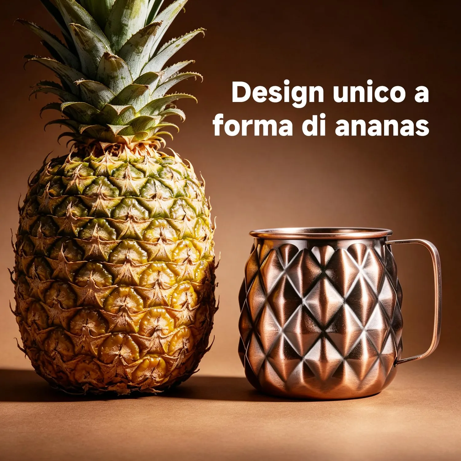 Sky Fish Ananas set 4 tazze Moscow Mule 500 ml rame antico
