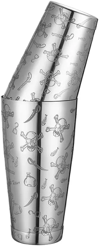 Cocktail Ceremony Skull shaker Boston Double Bottom acciaio