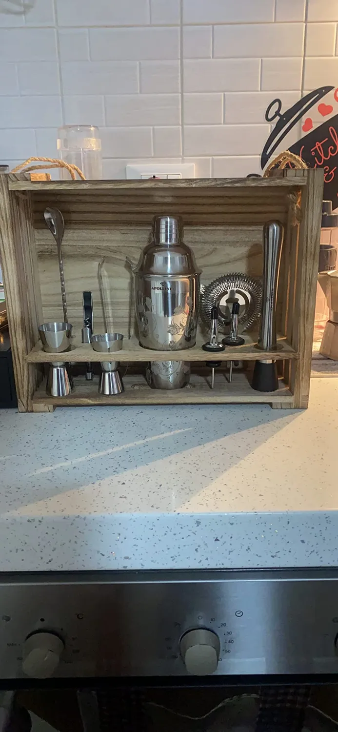 Apolliner Kit Barman 16 Pezzi Legno Shaker 550 ml