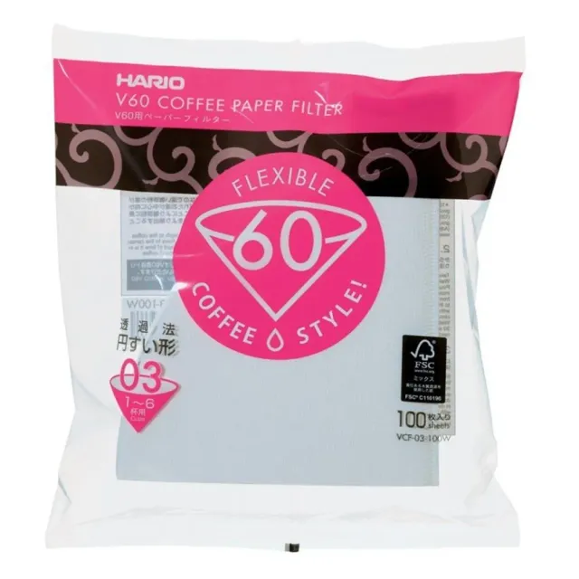 Hario VCF-03-100W filtro caffè carta bianco 100 pezzi