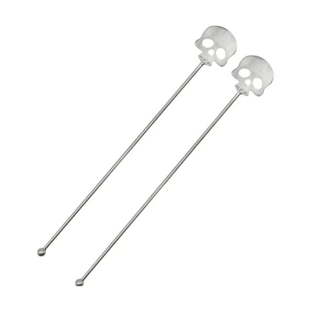 Cocktail Ceremony Skull swizzle stick argento 2 pezzi riutilizzabile