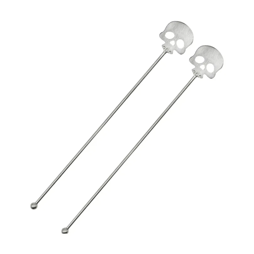 Cocktail Ceremony Skull swizzle stick argento 2 pezzi riutilizzabile