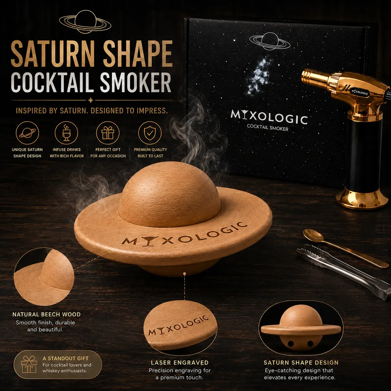 Mixologic Saturn kit affumicatore cocktail con chips