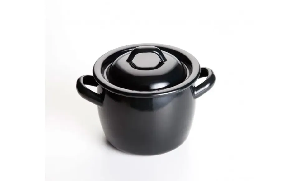 Pentola nera rotonda mini 750ml 12cm 4 pezzi