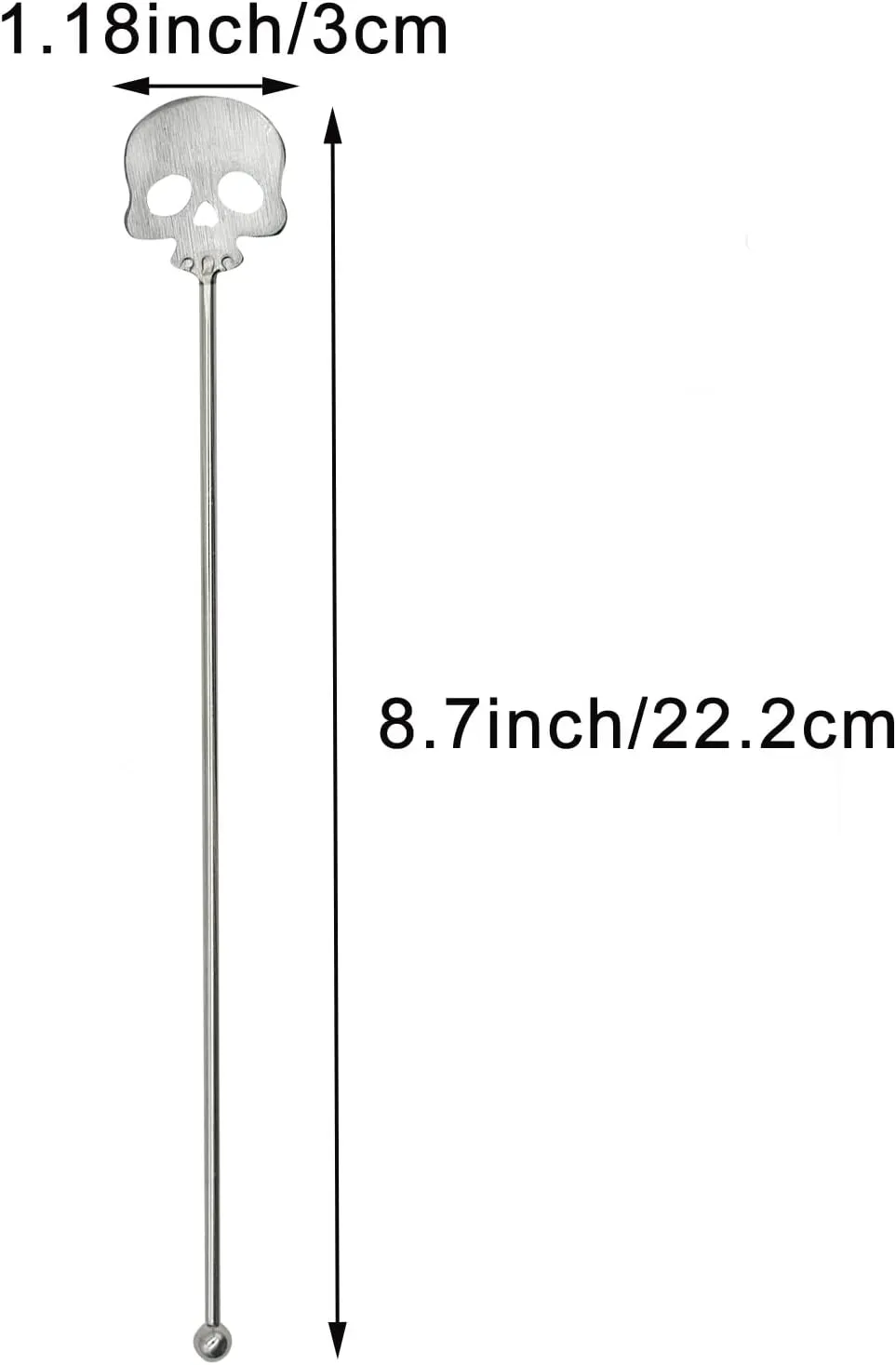 Cocktail Ceremony Skull swizzle stick argento 2 pezzi riutilizzabile