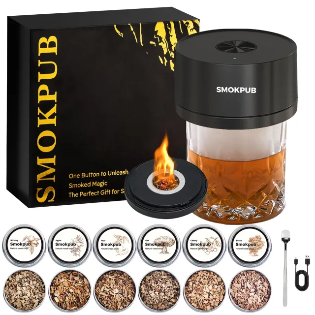 Smokepub Complete Set Affumicatore Cocktail Elettrico Legno