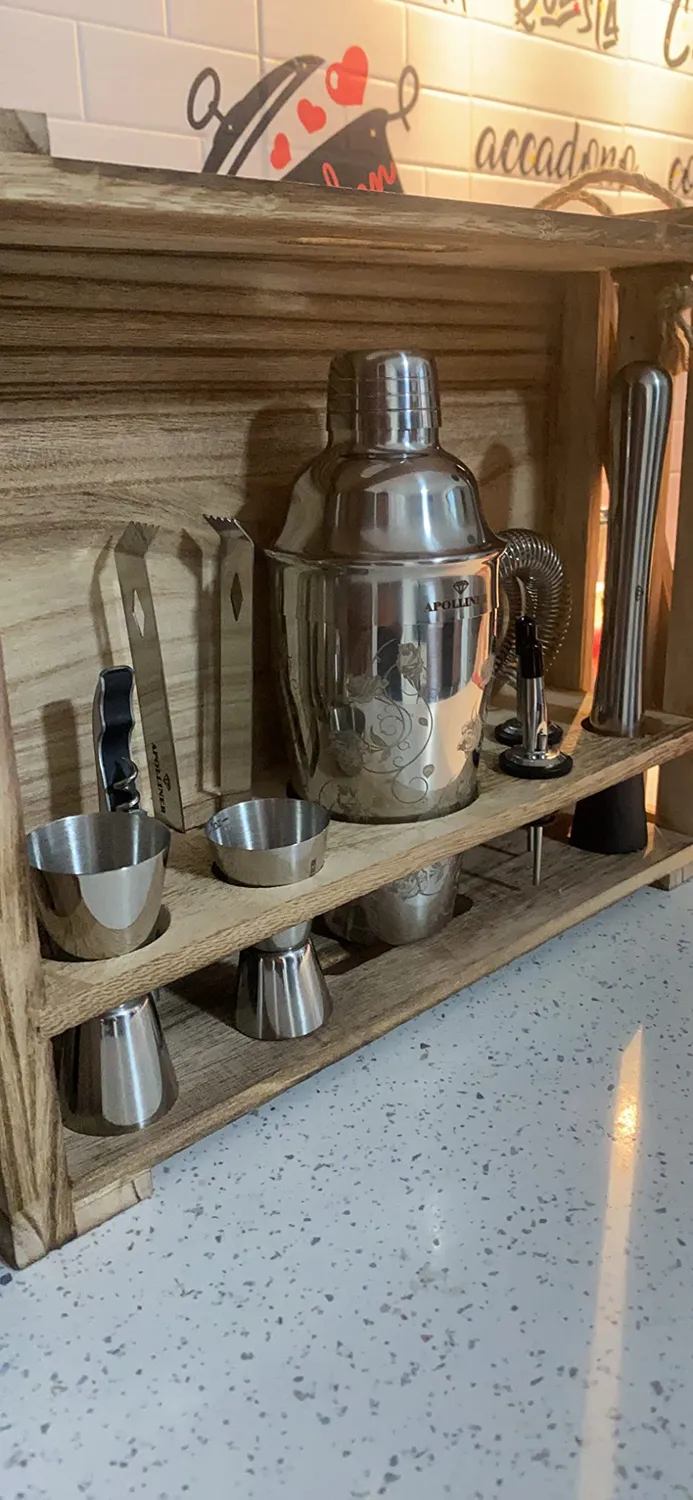 Apolliner Kit Barman 16 Pezzi Legno Shaker 550 ml