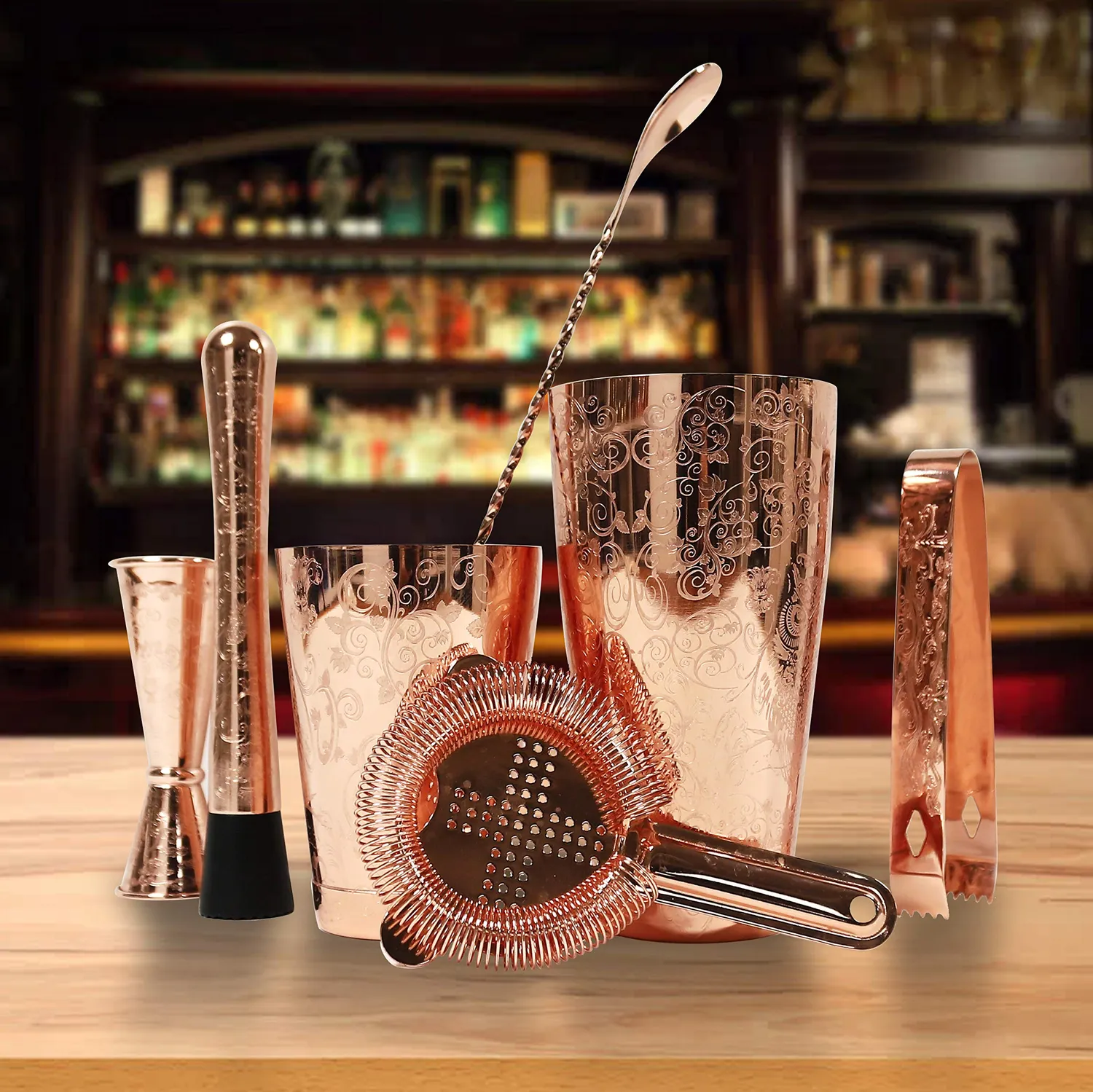 Sky Fish Boston Shaker Set Cocktail 6 Pezzi Rame Antico Inox