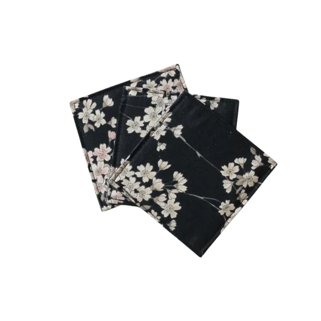 Cocktail Ceremony Fabric Coaster sottobicchiere nero fiori 9x9 cm